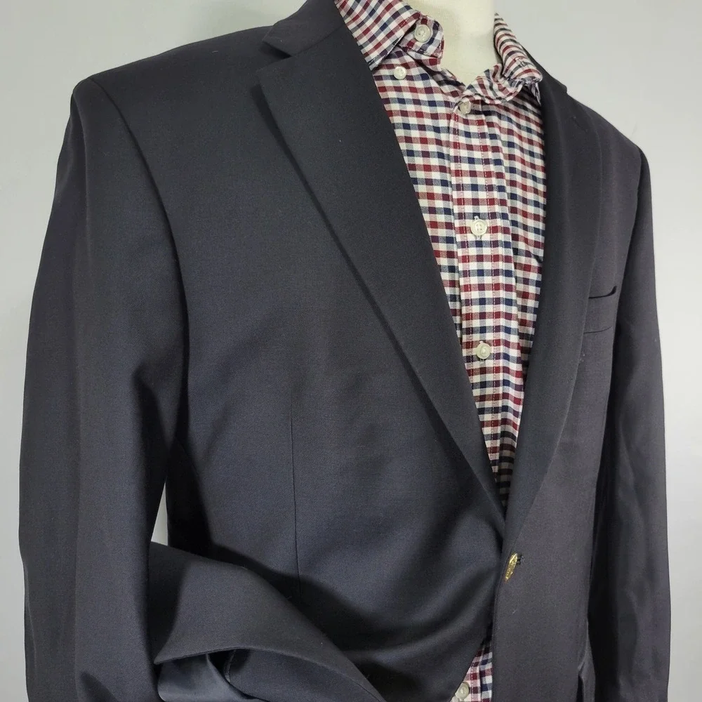 JOS A‎ BANK Signature Men's Sport Coat Blazer Two Button Navy Wool Size 43R